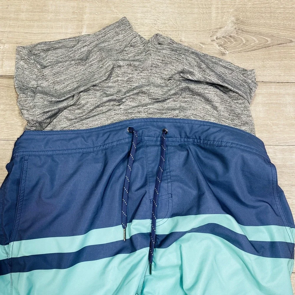 Fair‎ Harbor Swim Trunks Shorts Mens 2XL Blue Aqua Lined Boardshorts Drawstring